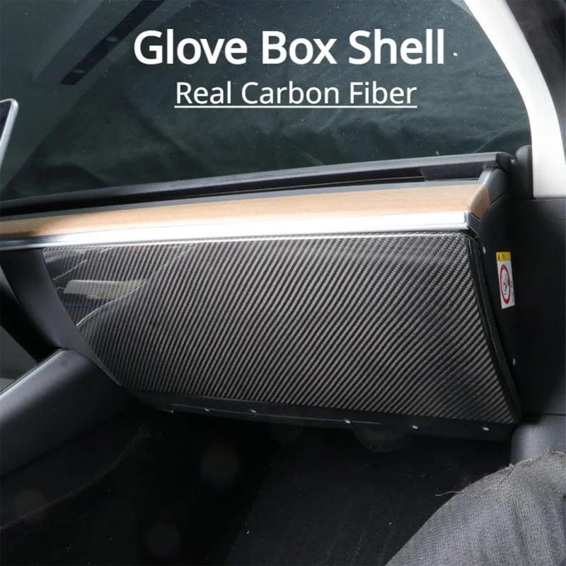 High-quality Glove Box Overlay Real Carbon Fiber For Tesla Model 3/Y