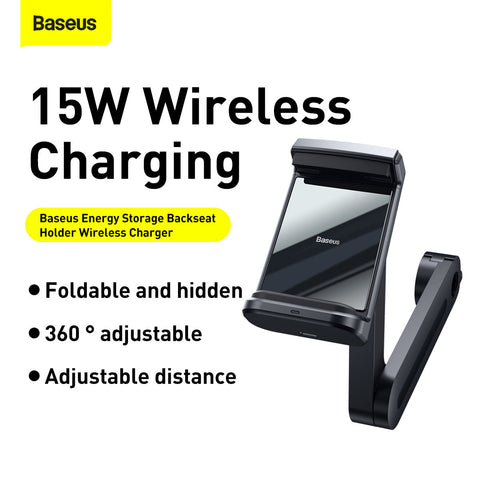 Baseus Energy Storage Car Backseat Phone Holder Mount 15W Wireless Charger