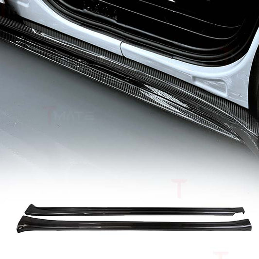 2016+ | Model X Colossal Side Skirt Overlays (1 Pair) - Real Dry Molded Carbon Fiber