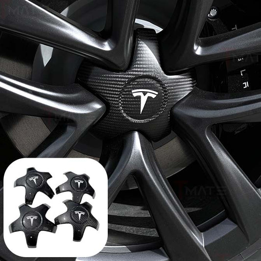 2021+ | Model S - 21 Arachnid Center Wheel Hubs - Real Molded Carbon Fiber- (Set of 4)