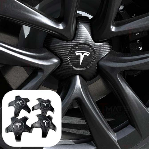 2021+ | Model S - 21 Arachnid Center Wheel Hubs - Real Molded Carbon Fiber- (Set of 4)