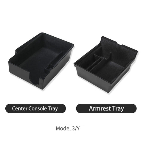 Tesla Model 3 / Y Center Console Armrest Storage & Sliding Organizer Tray Set