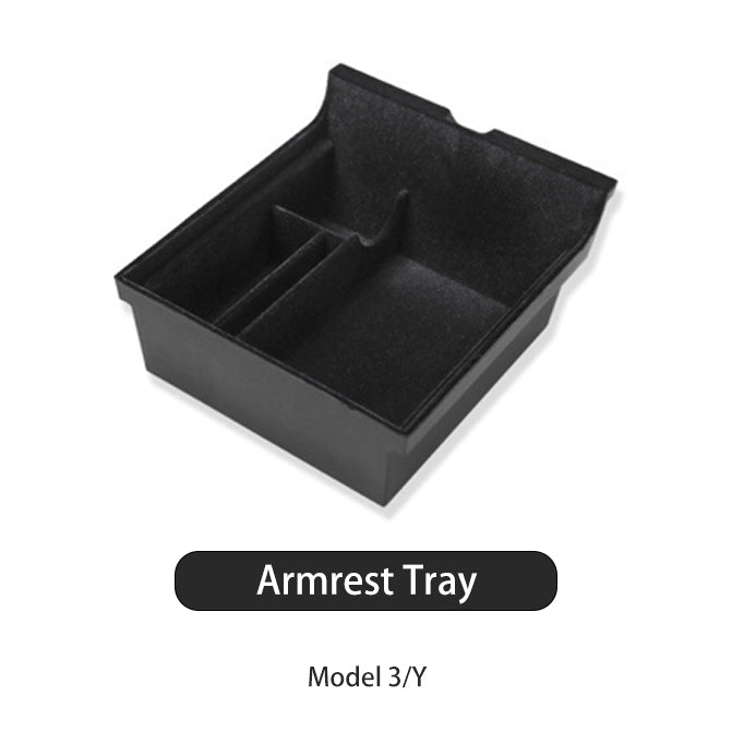 Tesla Model 3 / Y Center Console Armrest Storage & Sliding Organizer Tray Set