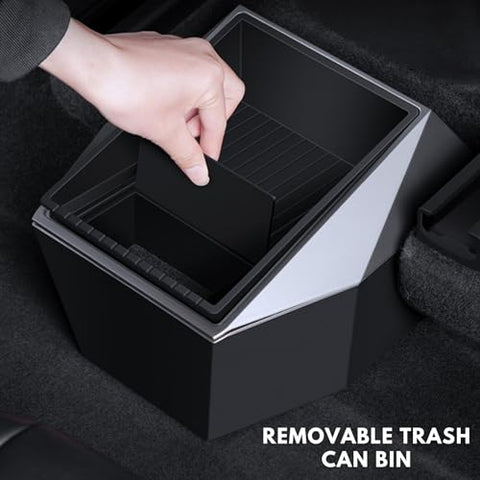 For 2021-2024 Tesla Model Y Rear Center Console Organizer Behind 2nd Row Under Seat Storage Tissue Box With Removable Trash Can Garbage Bin Back Seat Interior Accessories for Inside Storage