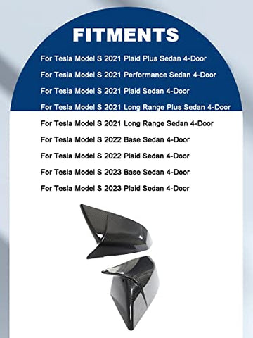 Dry Carbon Fiber Side Mirror Cover for Tesla Model S 2021-2023 Auto Part Add-on Mirror Case Caps Side Rearview Mirror Protector Outside Shell Car Exterior Trim 1Pair