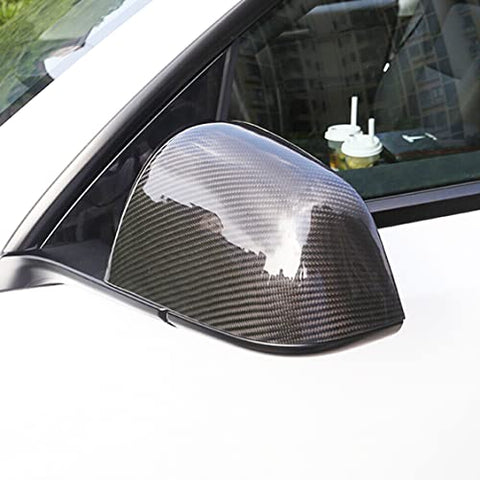 Model Y Mirror Caps Dry Carbon Fiber Car Rearview Mirror Cover Caps for Tesla Model Y 2020-2023 Add-on Model Y Exterior Accessories (Glossy)