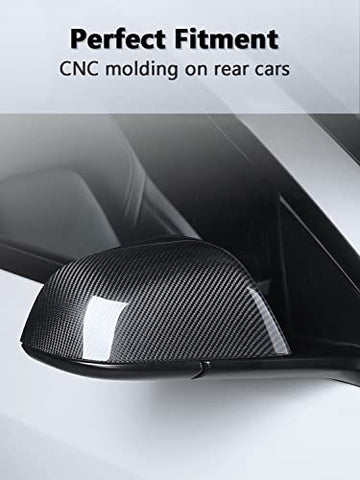 Model 3 Mirror Caps Dry Carbon Fiber Car Rearview Mirror Cover Caps for Tesla Model 3 Sedan 4-Door 2017-2023 Add-on Model 3 Exterior Accessories