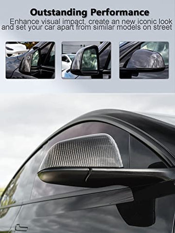 Model Y Mirror Caps Dry Carbon Fiber Car Rearview Mirror Cover Caps for Tesla Model Y 2020-2023 Add-on Model Y Exterior Accessories (Glossy)