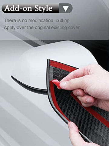 Model 3 Mirror Caps Dry Carbon Fiber Car Rearview Mirror Cover Caps for Tesla Model 3 Sedan 4-Door 2017-2023 Add-on Model 3 Exterior Accessories