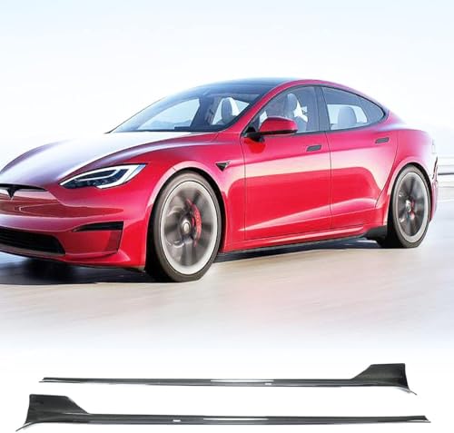 Generic Model S Carbon Fiber Side Skirts for Tesla Model S 2021-2023 Body Kit Rocker Panels Side Trim Spoiler Side Skirt Extensions for Tesla Model S Accessories