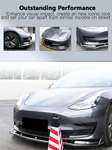 Model 3 Front Lip for Tesla Model 3 2017-2023 Front Bumper Splitter Lip Spoiler Kit Tesla Model 3 Accessories Car Body Kit Trim Protection Carbon Fiber Pattern