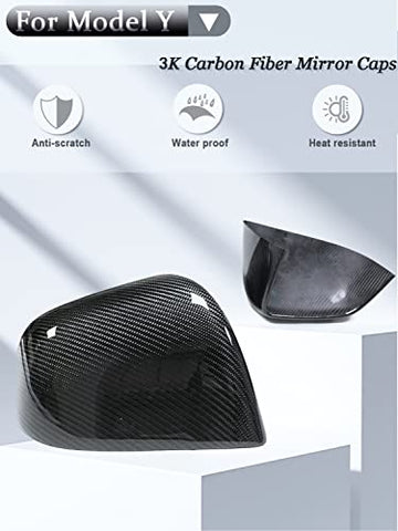 Model Y Mirror Caps Dry Carbon Fiber Car Rearview Mirror Cover Caps for Tesla Model Y 2020-2023 Add-on Model Y Exterior Accessories (Glossy)