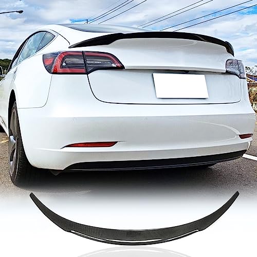 Model 3 Carbon Fiber Spoiler for Tesla Model 3 2017-2023 Rear Trunk Spoiler Rear Trunk Lid Wing Spoiler Aftermarket Car Parts Car Styling Kits Model 3 Accessories (Style B)