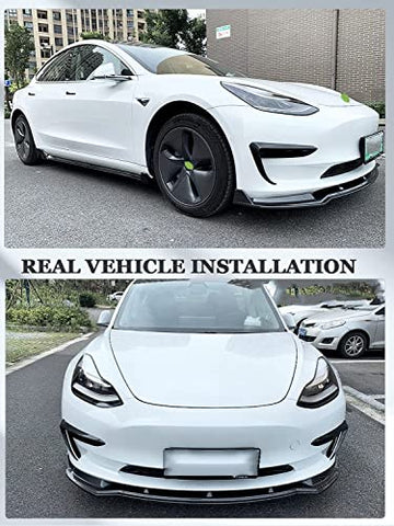 Model 3 Front Lip for Tesla Model 3 2017-2023 Front Bumper Splitter Lip Spoiler Kit Tesla Model 3 Accessories Car Body Kit Trim Protection Carbon Fiber Pattern