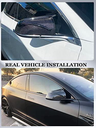 Model 3 Mirror Caps Carbon Fiber Car Rearview Mirror Cover Caps for Tesla Model 3 Sedan 4-Door 2017-2023 Replacement Style Model 3 Exterior Accessories