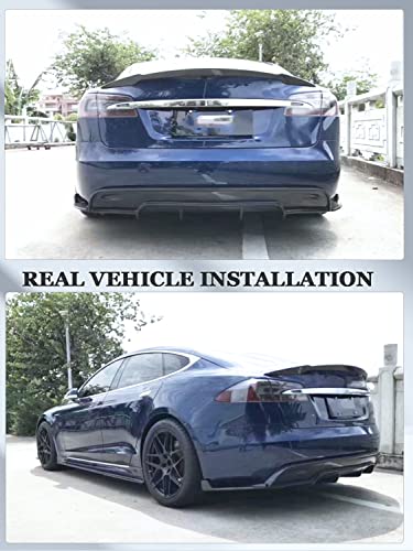 Model S Carbon Fiber Rear Diffuser for Tesla Model S 2016-2019 Lower Rear Bumper Lip Spoiler Body Kit Rear Lip Bumper Diffuser Valance Spoiler Factory Outlet