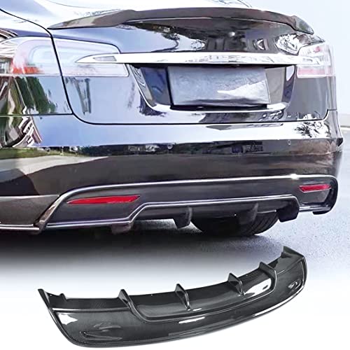 Model S Carbon Fiber Rear Diffuser for Tesla Model S 2016-2019 Lower Rear Bumper Lip Spoiler Body Kit Rear Lip Bumper Diffuser Valance Spoiler Factory Outlet