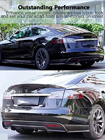 Model S Carbon Fiber Rear Diffuser for Tesla Model S 2016-2019 Lower Rear Bumper Lip Spoiler Body Kit Rear Lip Bumper Diffuser Valance Spoiler Factory Outlet