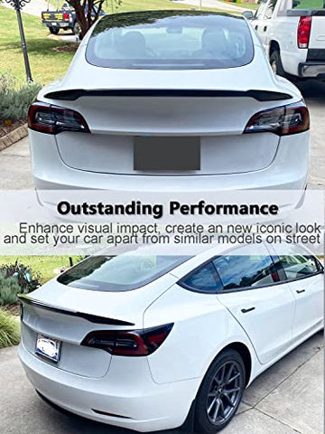 Model 3 Carbon Fiber Spoiler for Tesla Model 3 2017-2023 Rear Trunk Spoiler Rear Trunk Lid Wing Spoiler Aftermarket Car Parts Car Styling Kits Model 3 Accessories (Style B)