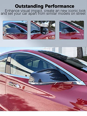 Model S Mirror Cover Dry Carbon Fiber Car Rearview Mirror Cover Caps for Tesla Model S 2014-2020 Add-on Model S Exterior Accessories