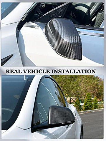 Model 3 Mirror Caps Dry Carbon Fiber Car Rearview Mirror Cover Caps for Tesla Model 3 Sedan 4-Door 2017-2023 Add-on Model 3 Exterior Accessories