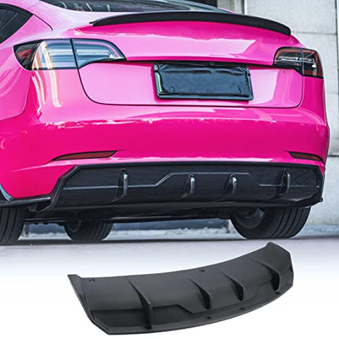 Model 3 Carbon Fiber Rear Diffuser for Tesla Model 3 2017-2022 Lower Bumper Lip Spoiler Body Kit Matte Carbon Rear Lip Bumper Diffuser Valance Spoiler Factory Outlet