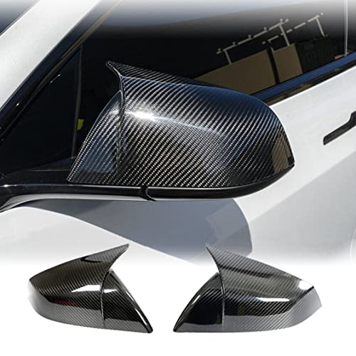 Dry Carbon Fiber Side Mirror Cover for Tesla Model S 2021-2023 Auto Part Add-on Mirror Case Caps Side Rearview Mirror Protector Outside Shell Car Exterior Trim 1Pair