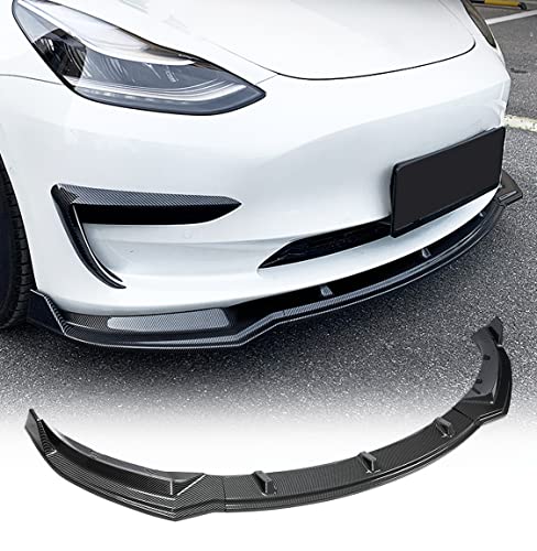 Model 3 Front Lip for Tesla Model 3 2017-2023 Front Bumper Splitter Lip Spoiler Kit Tesla Model 3 Accessories Car Body Kit Trim Protection Carbon Fiber Pattern