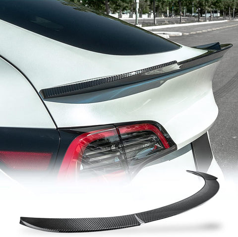 Model Y Dry Carbon Fiber Spoiler for Tesla Model Y 2019-2023 Rear Trunk Spoiler Rear Trunk Lid Wing Spoiler Aftermarket Car Parts (Style A)