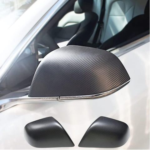 Model 3 Mirror Caps Dry Carbon Fiber Car Rearview Mirror Cover Caps for Tesla Model 3 Sedan 4-Door 2017-2023 Add-on Model 3 Exterior Accessories