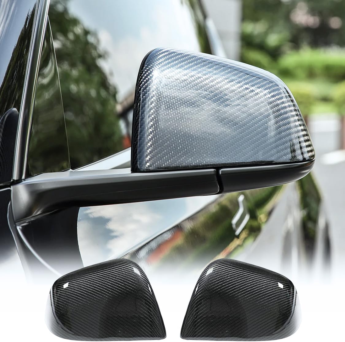 Model Y Mirror Caps Dry Carbon Fiber Car Rearview Mirror Cover Caps for Tesla Model Y 2020-2023 Add-on Model Y Exterior Accessories (Glossy)