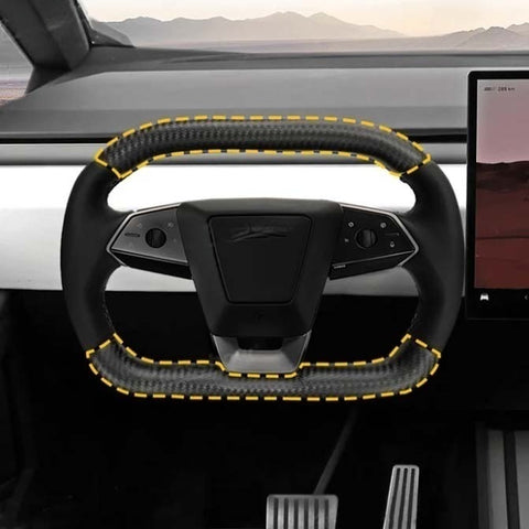 Tesla Cybertruck Carbon Fiber Squircle Yoke Steering Wheel Cover