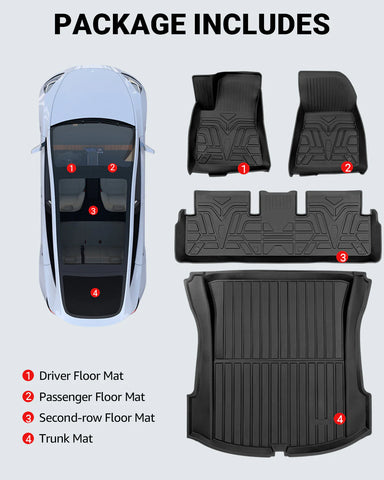 TPE Floor Mats for Tesla Model 3（2021-2023 ）