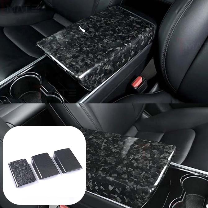 Armrest Overlay Real Carbon Fiber For Tesla Model 3/Y