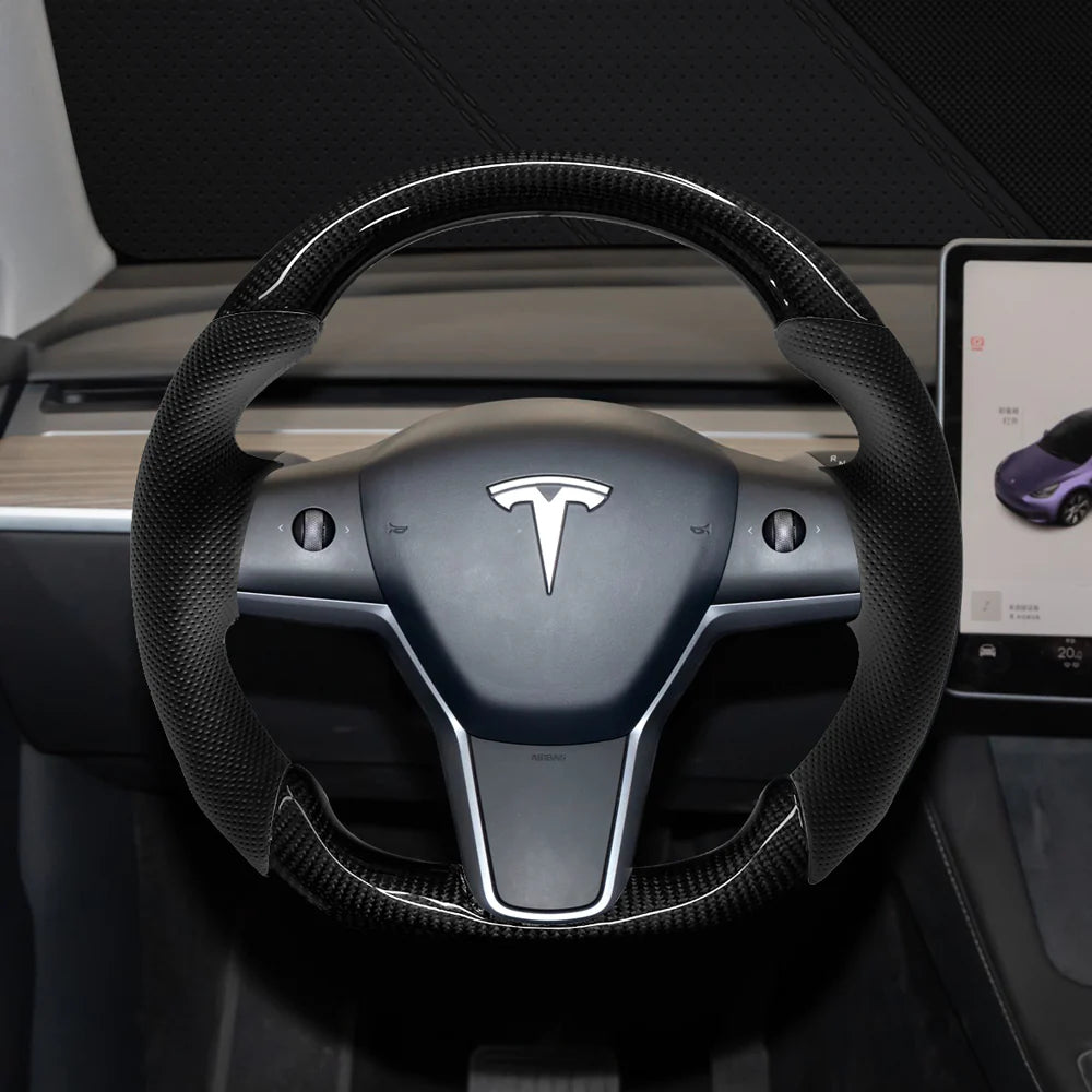 tesla model 3/y carbon fiber steering wheel