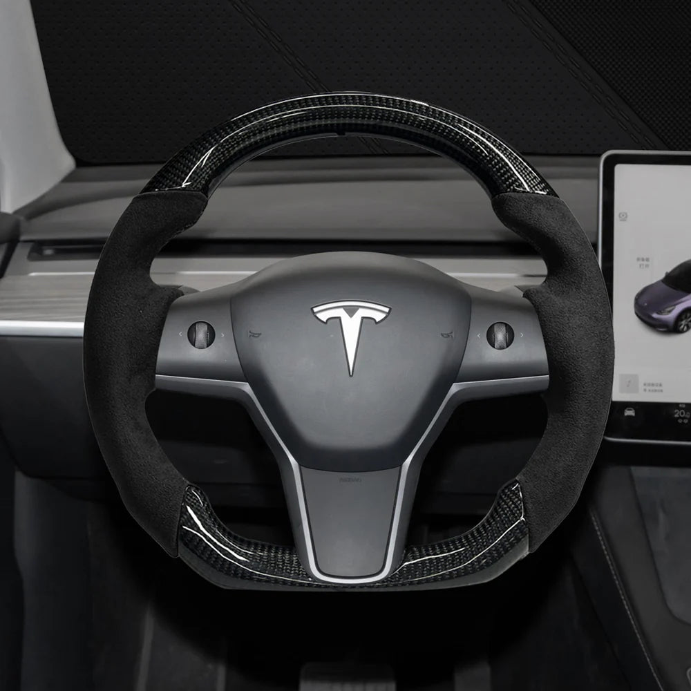 tesla model 3/y carbon fiber steering wheel