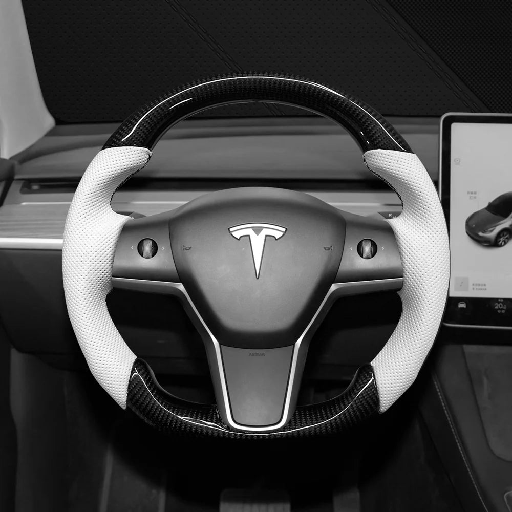 tesla model 3/y carbon fiber steering wheel