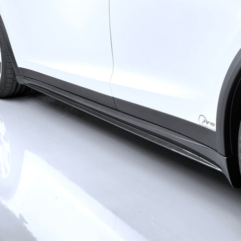 2016+ | Model X Colossal Side Skirt Overlays (1 Pair) - Real Dry Molded Carbon Fiber