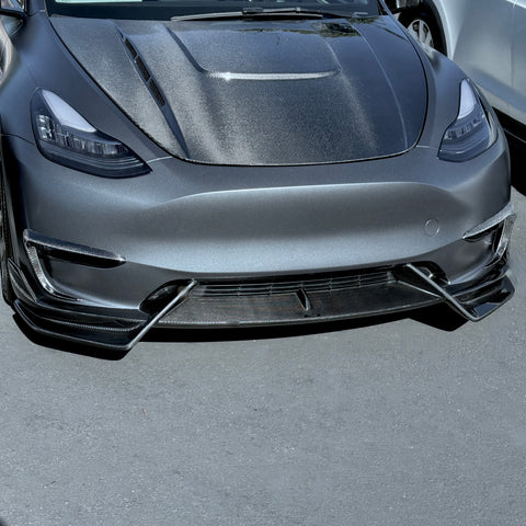 Model Y Colossal Front Lip Overlay Spoiler - Real Dry Molded Carbon Fiber