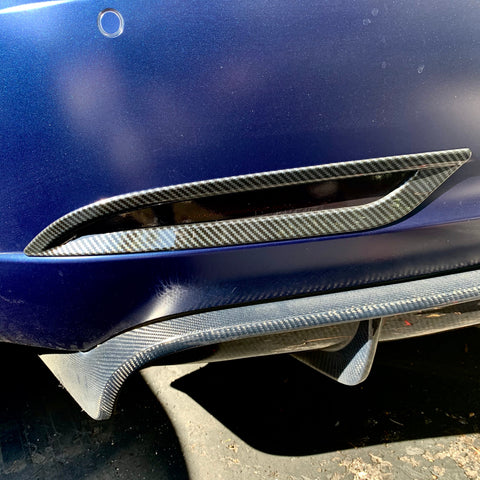 Model 3 Rear Bumper Reflector Frames (1 Pair) - Hydro Carbon Fiber Coated - Glossy