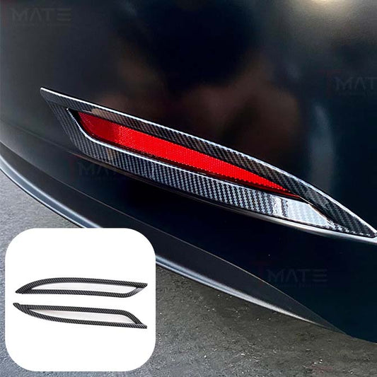 Model 3 Rear Bumper Reflector Frames (1 Pair) - Hydro Carbon Fiber Coated - Glossy