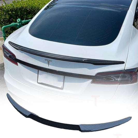 Model S Performance Plus V-Style Spoiler - Real Molded Carbon Fiber