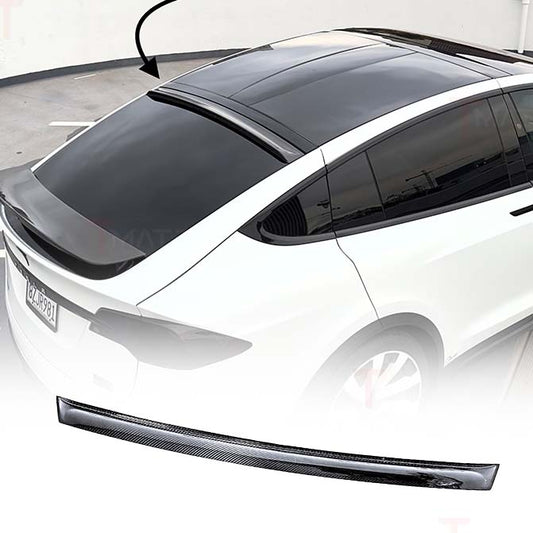 Model X Rear Tailgate Window Spoiler (Hollow Version) - Real Molded Carbon Fiber