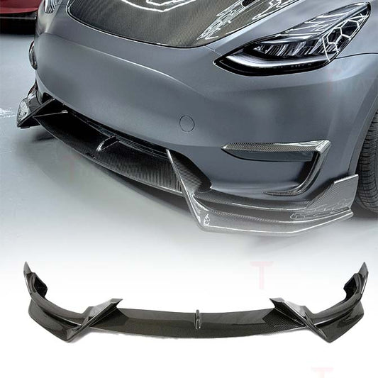 Model Y Colossal Front Lip Overlay Spoiler - Real Dry Molded Carbon Fiber