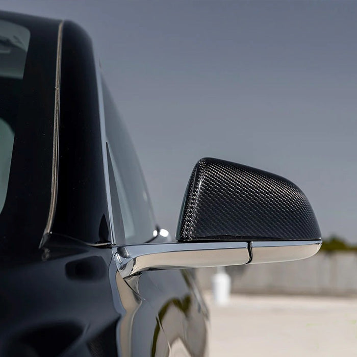 Precision Carbon Fiber Side Mirror Caps (Set of 2 Covers) For Tesla Model 3