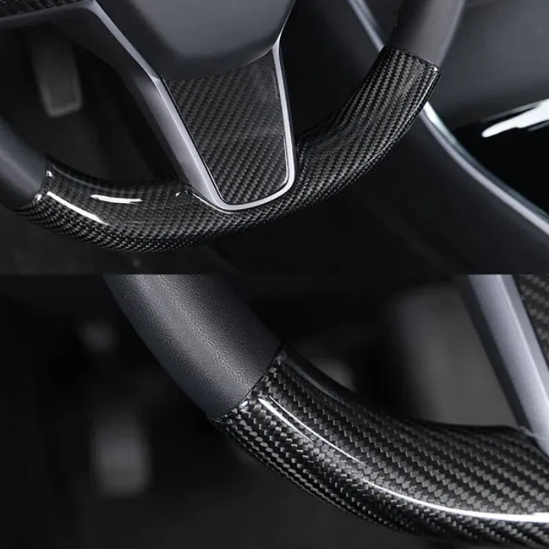 tesla carbon fiber steering wheel cover