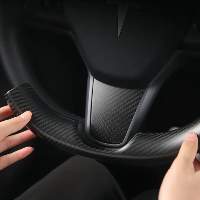 tesla carbon fiber steering wheel cover