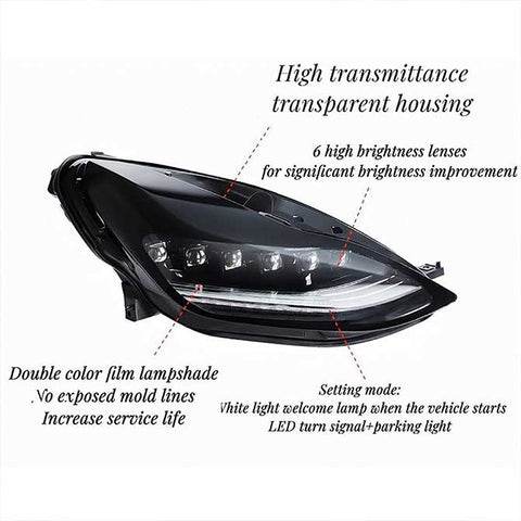 Version 2 Matrix 6 Led-Linsen-Scheinwerfer Angepasst 1 paar Für Tesla MODEL 3/Y