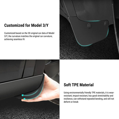 Hidden Form Mudflaps Kit for Tesla Model 3 2017-2024 / Model Y 2020-2024 (4pcs)