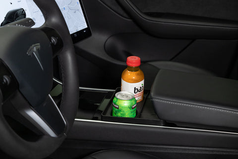 Model 3 / Y Rattle-Free Drink / Cup Holder & Key Tray Insert - Soft Molded & Removable / Washable